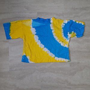 Vintage NWT Tie-Dye Blue Yellow White Gitano Crop Top T-Shirt Small